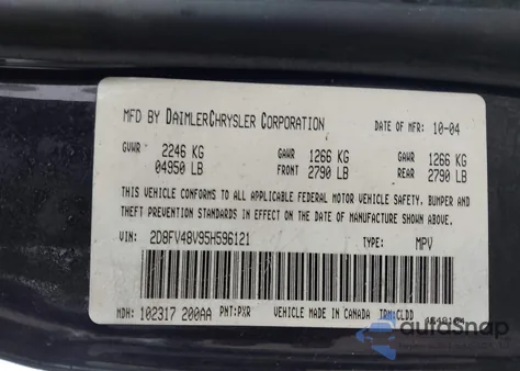 2005 Dodge Magnum Se из США, поврежденный, VIN 2D8FV48V95H596121